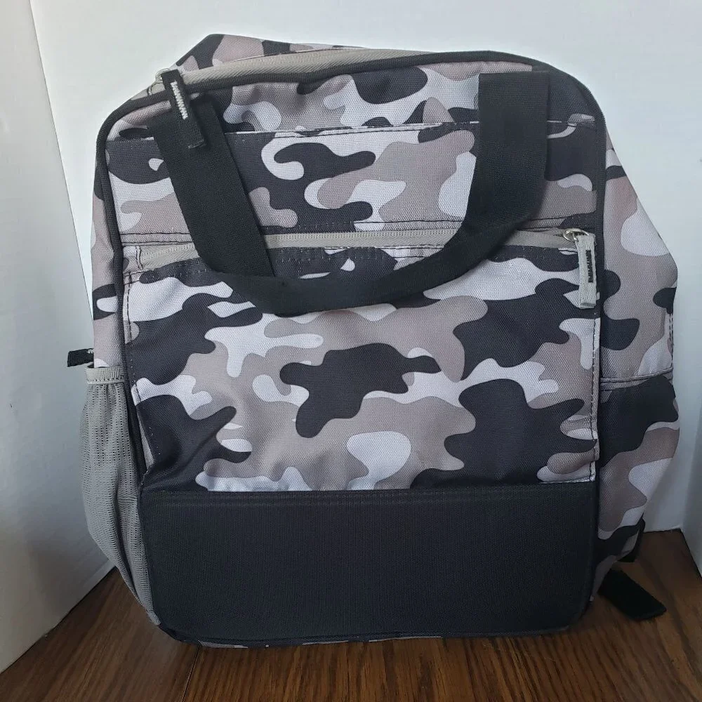Black and White 5 Pocket Camouflage Print Shoulder Backpack